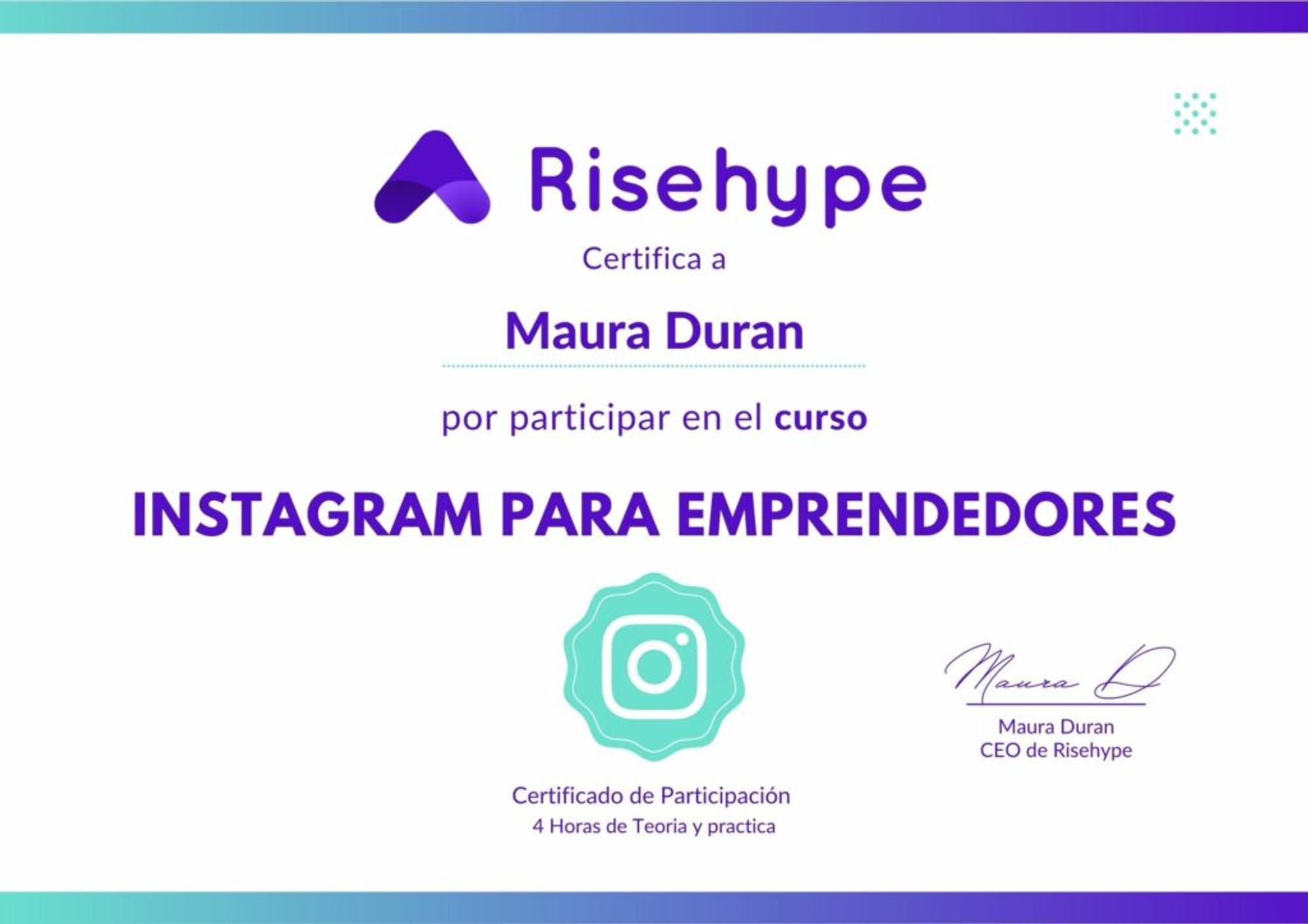 Certificado Curso Instagram para Emprendedores